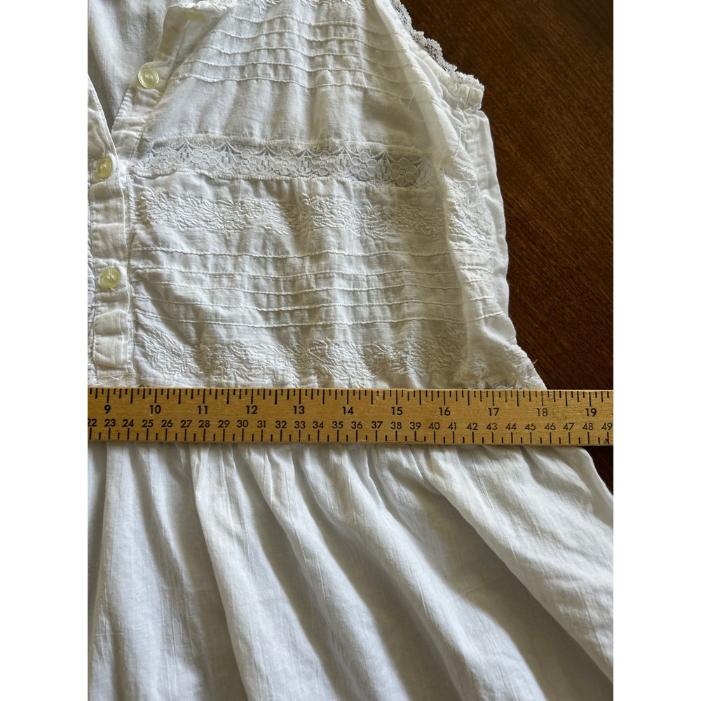 Saybury White Cotton Lace Trimmed Button Front Tiered Midi Dress large Vintage - Picture 9 of 9